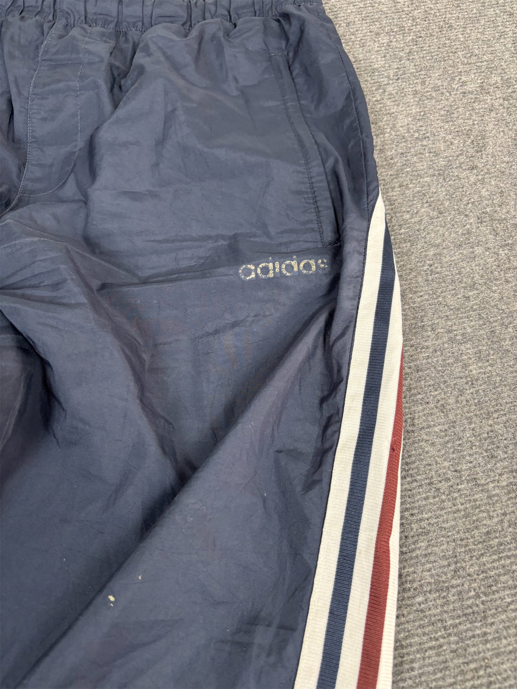 Vintage Y2K Adidas Track Pants Men's M Navy Cargo 3 Stripe Bungee Ankle Baggy Jogger