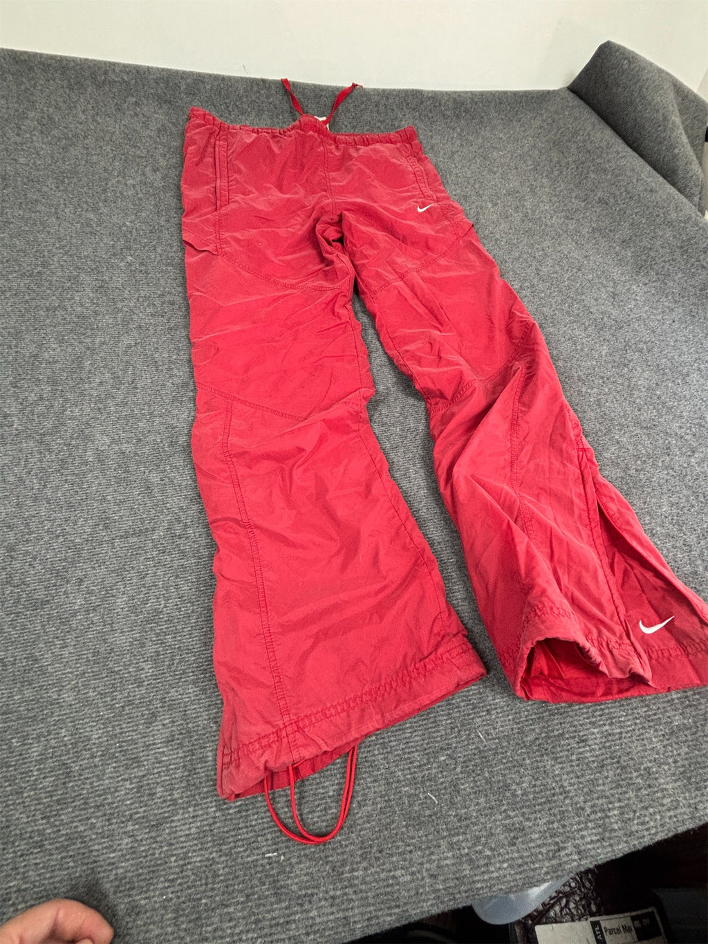 Vintage Y2K Nike Track Pants Men's M Red White Swoosh Stitching Detail Baggy Joggers