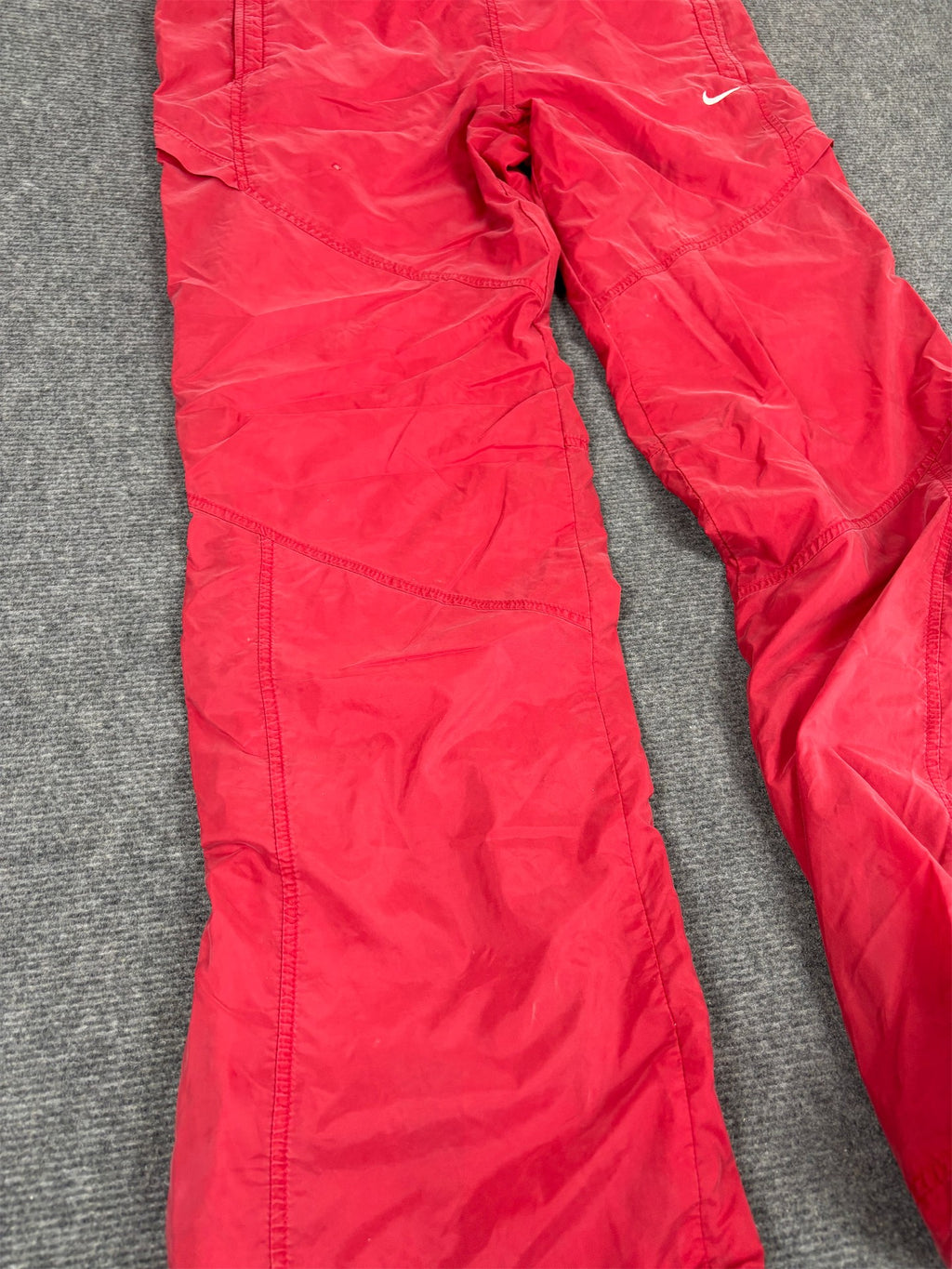 Vintage Y2K Nike Track Pants Men's M Red White Swoosh Stitching Detail Baggy Joggers