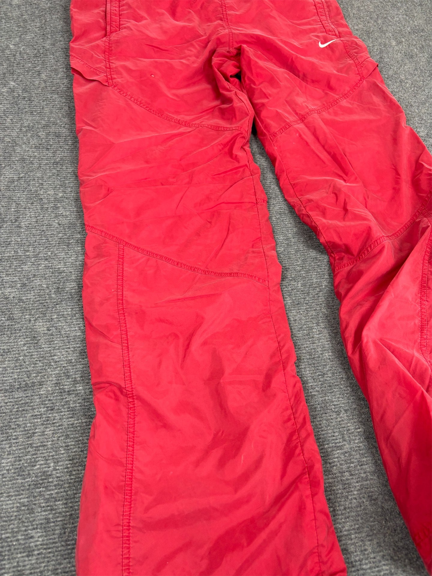 Vintage Y2K Nike Track Pants Men's M Red White Swoosh Stitching Detail Baggy Joggers