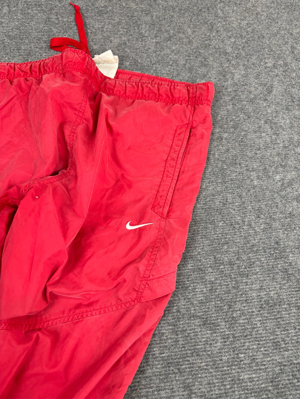 Vintage Y2K Nike Track Pants Men's M Red White Swoosh Stitching Detail Baggy Joggers