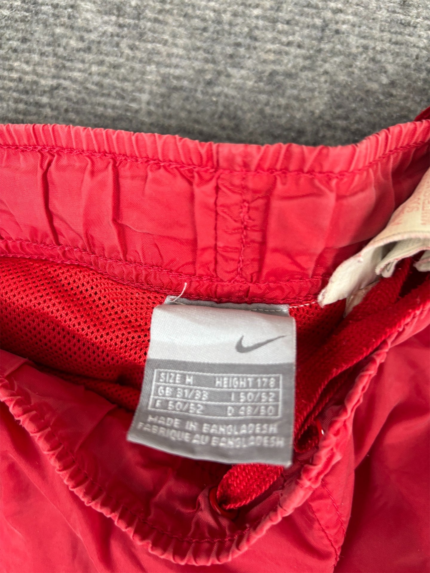 Vintage Y2K Nike Track Pants Men's M Red White Swoosh Stitching Detail Baggy Joggers