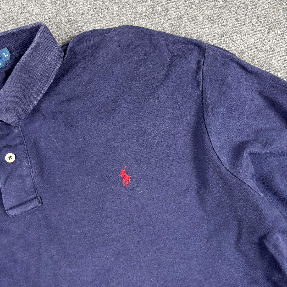 Vintage 90s Polo Ralph Lauren Men's Large Navy Blue Small Pony Golf Core