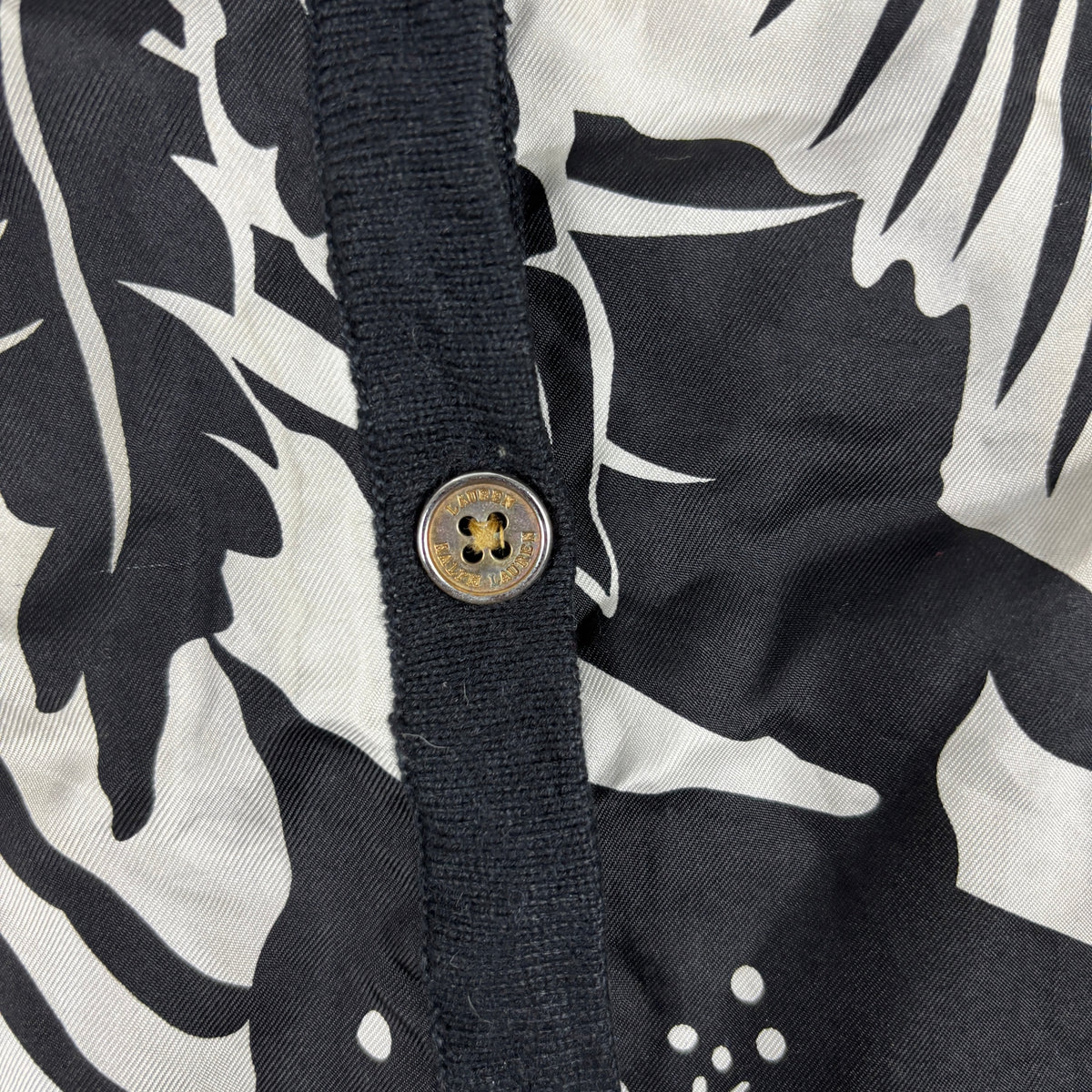 Lauren Ralph Lauren Cashmere Silk Cardigan Women's Large Black White y2k Style