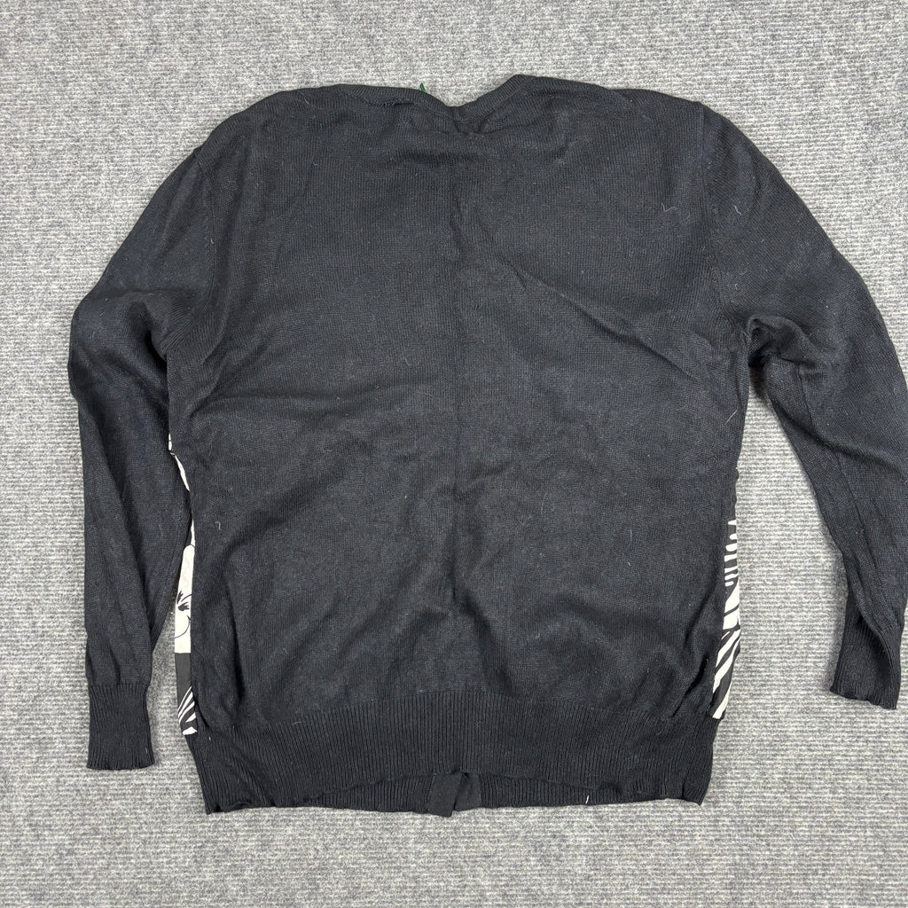 Lauren Ralph Lauren Cashmere Silk Cardigan Women's Large Black White y2k Style