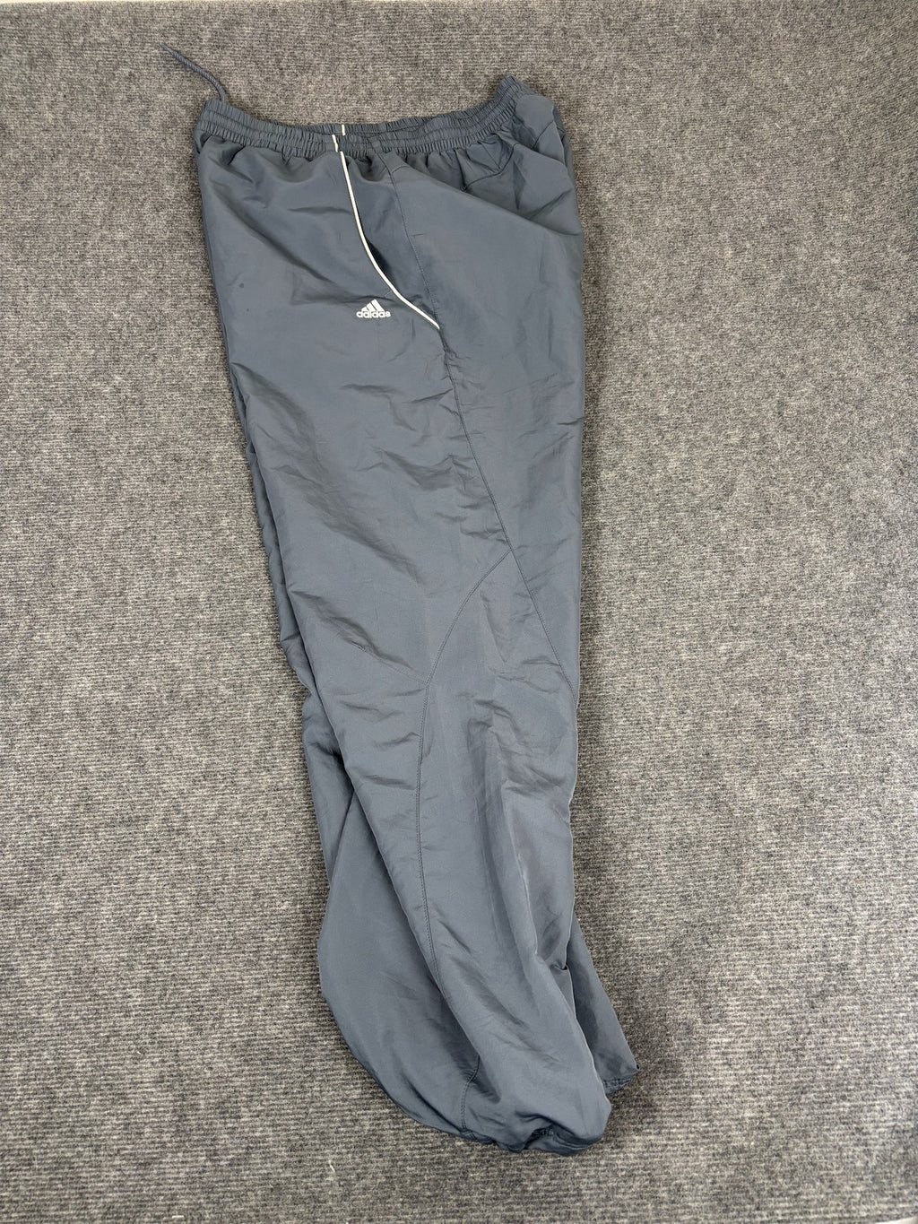 Vintage Y2K Adidas Track Pants Men's L Grey White Piping Bungee Tabs Joggers Wide Leg
