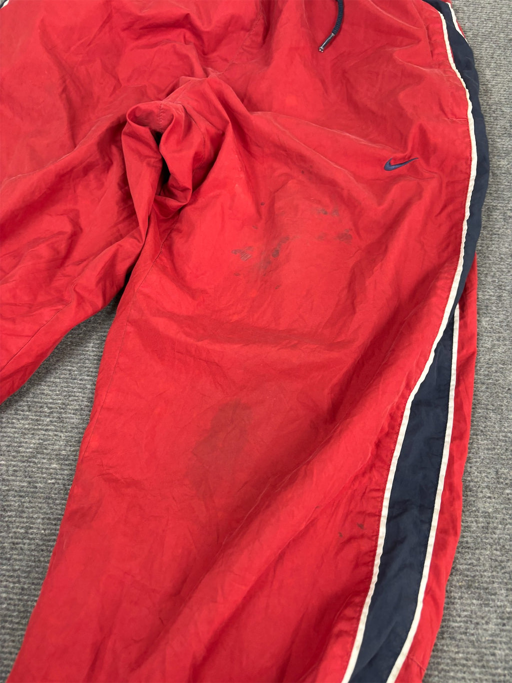 Vintage Y2K Nike Track Pants Men's M Red Navy White Piping Joggers Bottoms Wide Leg