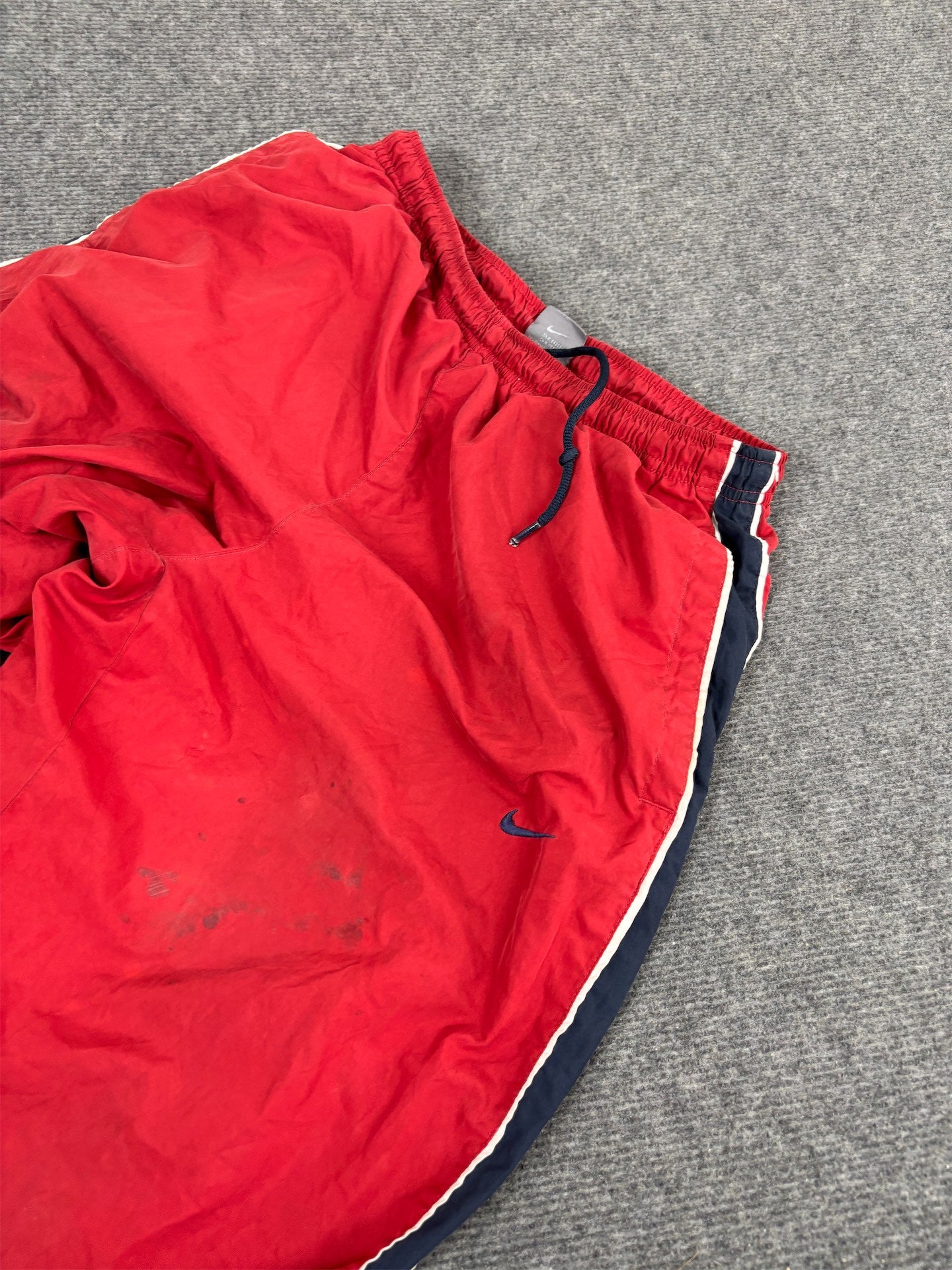 Vintage Y2K Nike Track Pants Men's M Red Navy White Piping Joggers Bottoms Wide Leg