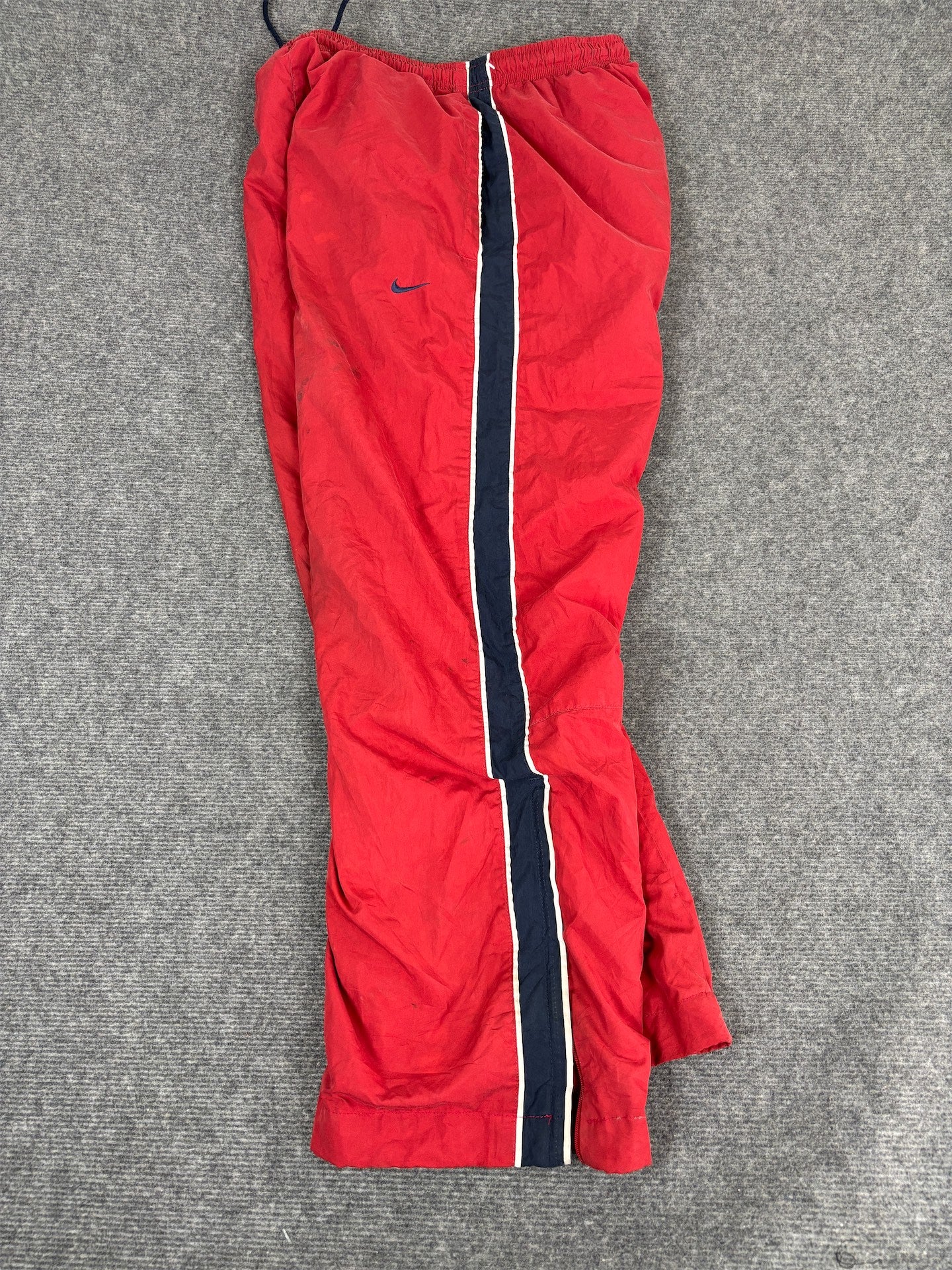 Vintage Y2K Nike Track Pants Men's M Red Navy White Piping Joggers Bottoms Wide Leg
