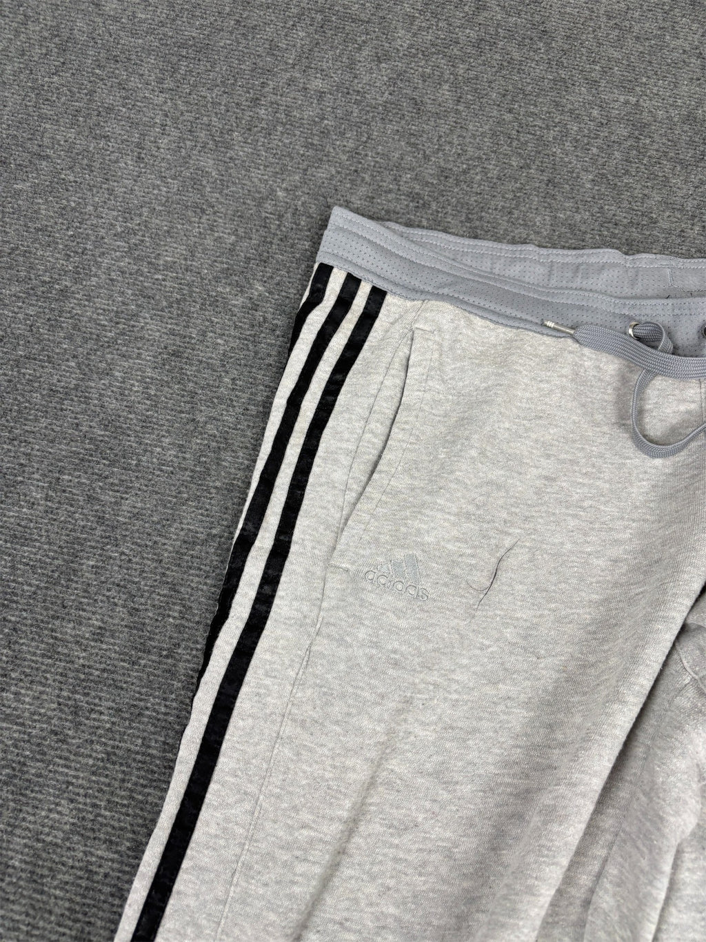 Vintage Y2K Adidas Track Pants Men's S Grey Black 3 Stripe Spell Out Sweatpants Straight Leg