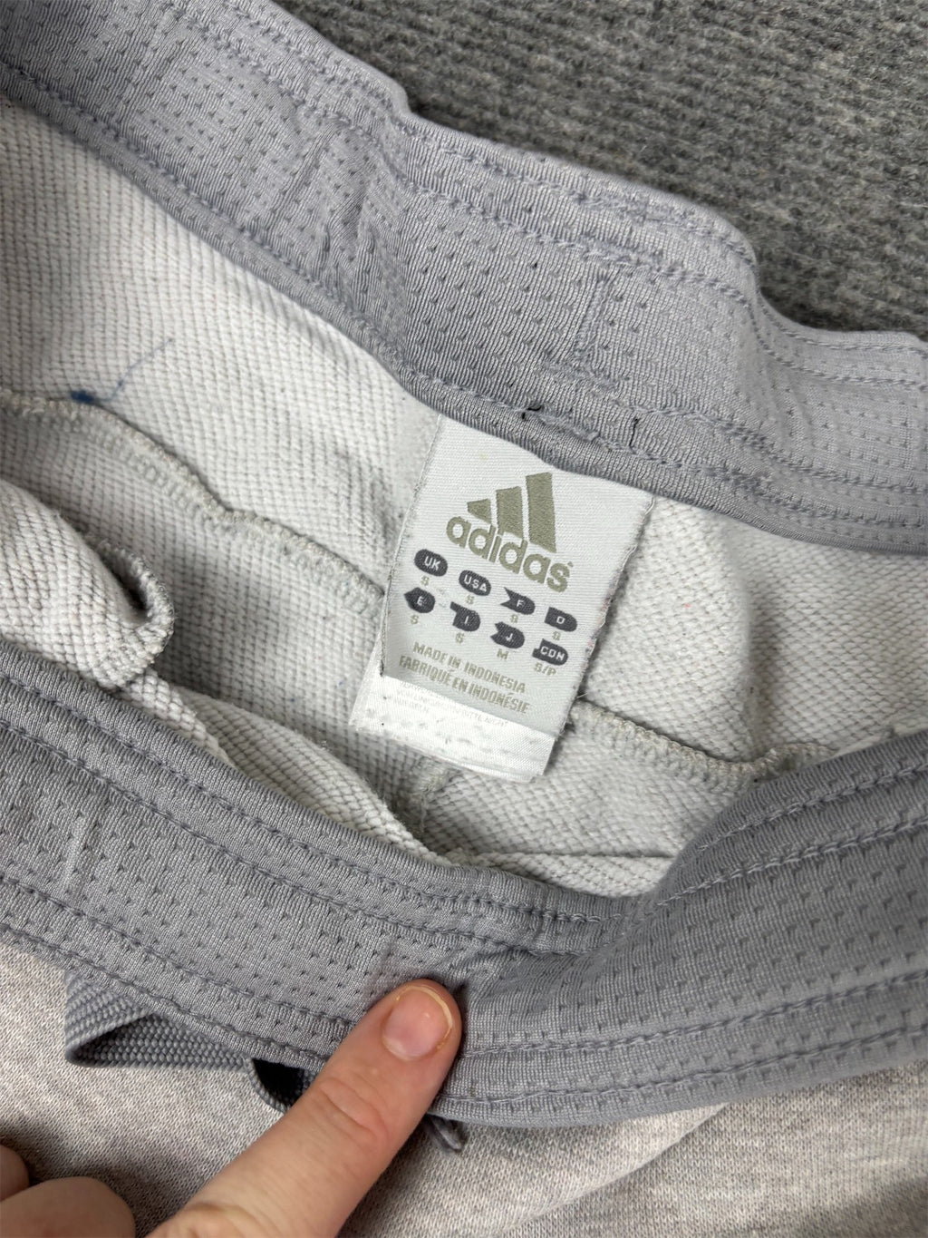Vintage Y2K Adidas Track Pants Men's S Grey Black 3 Stripe Spell Out Sweatpants Straight Leg