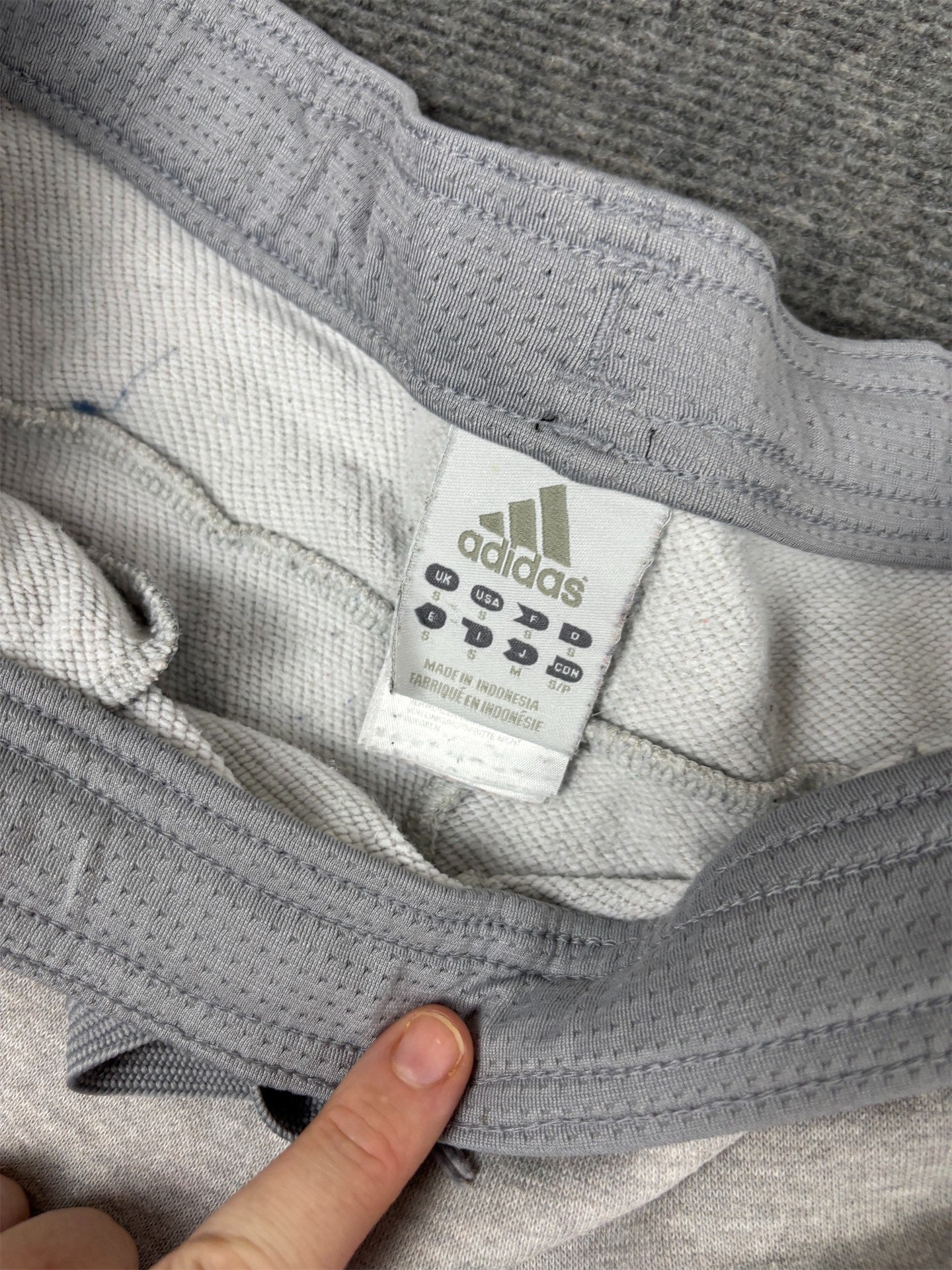Vintage Y2K Adidas Track Pants Men's S Grey Black 3 Stripe Spell Out Sweatpants Straight Leg