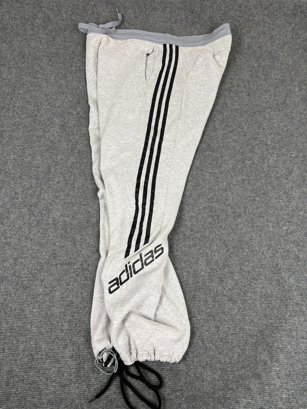 Vintage Y2K Adidas Track Pants Men's S Grey Black 3 Stripe Spell Out Sweatpants Straight Leg