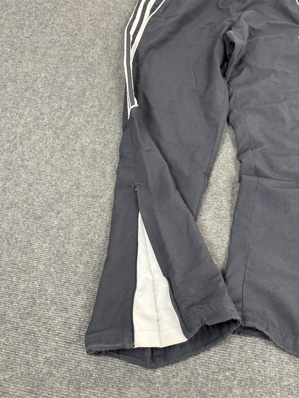 Vintage Y2K Adidas Track Pants Men's S Grey White Piping 3 Stripe Joggerss Straight Leg