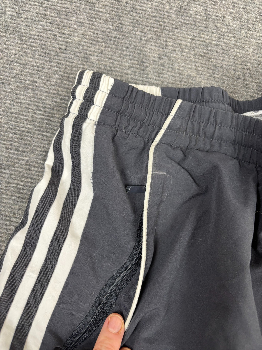 Vintage Y2K Adidas Track Pants Men's S Grey White Piping 3 Stripe Joggerss Straight Leg