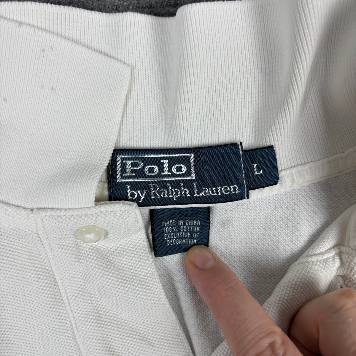 Vintage 90s Polo Ralph Lauren Polo Shirt Men's Large White Navy Small Pony Golf Core Preppy
