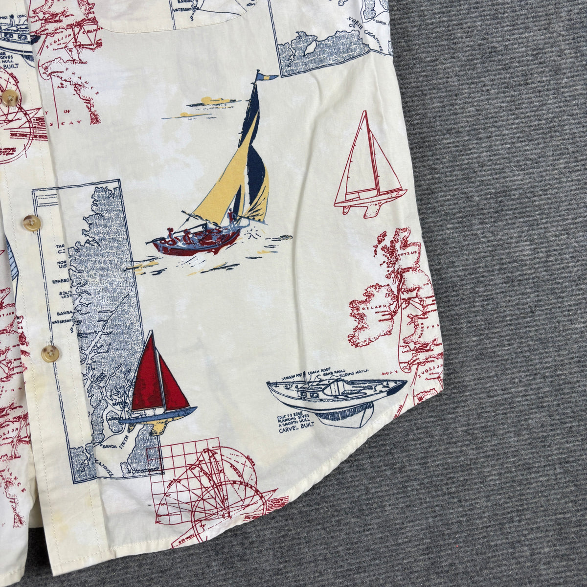 Natural Issue Nautical Print Shirt Men's Medium All Over Graphic Boatwear