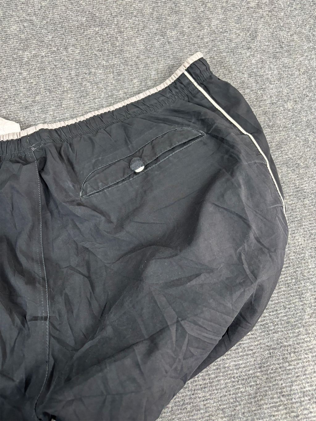 Vintage Y2K Nike Track Pants Men's XL Black White Piping Spell Out Joggers Wide Leg