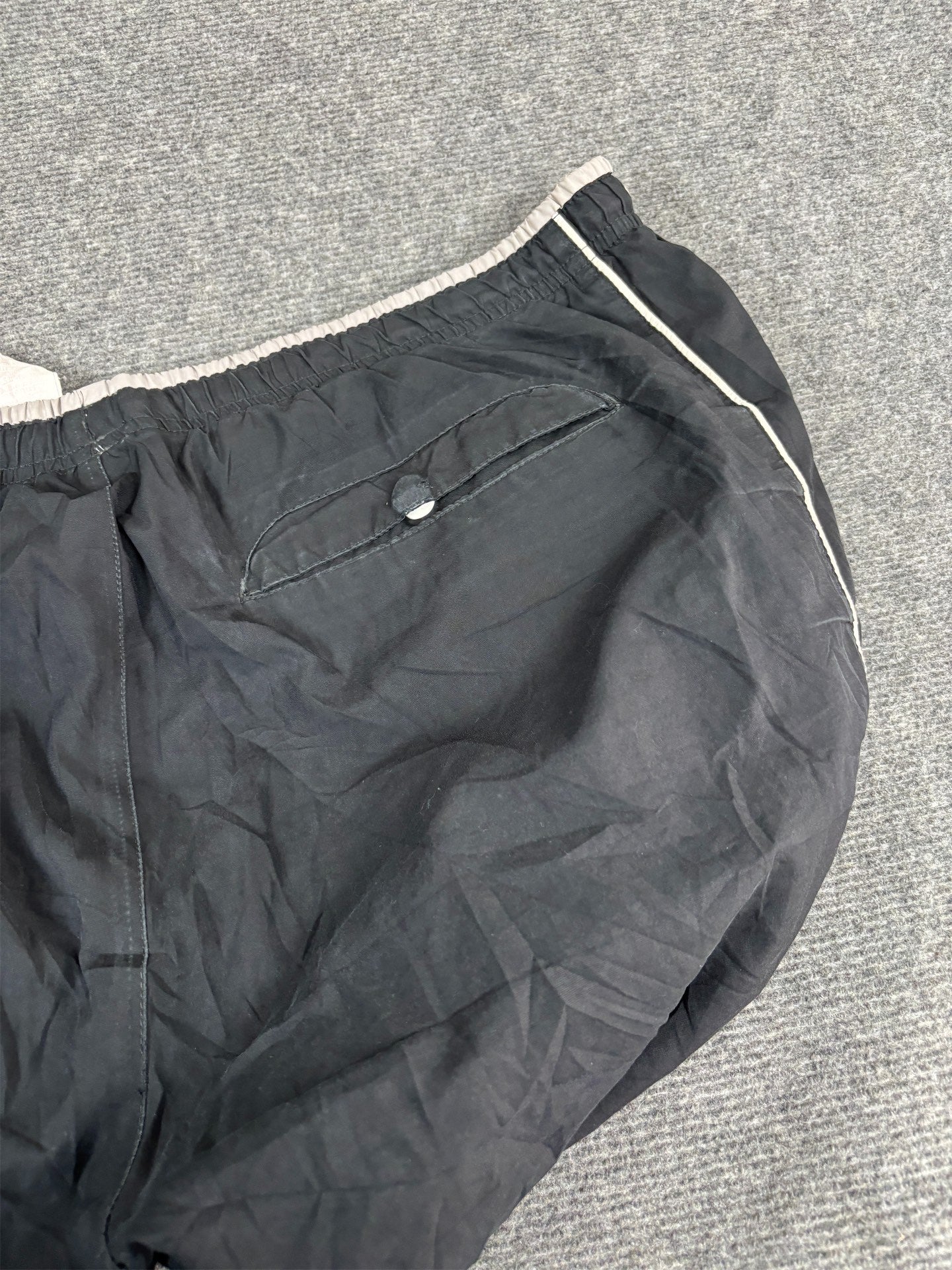 Vintage Y2K Nike Track Pants Men's XL Black White Piping Spell Out Joggers Wide Leg