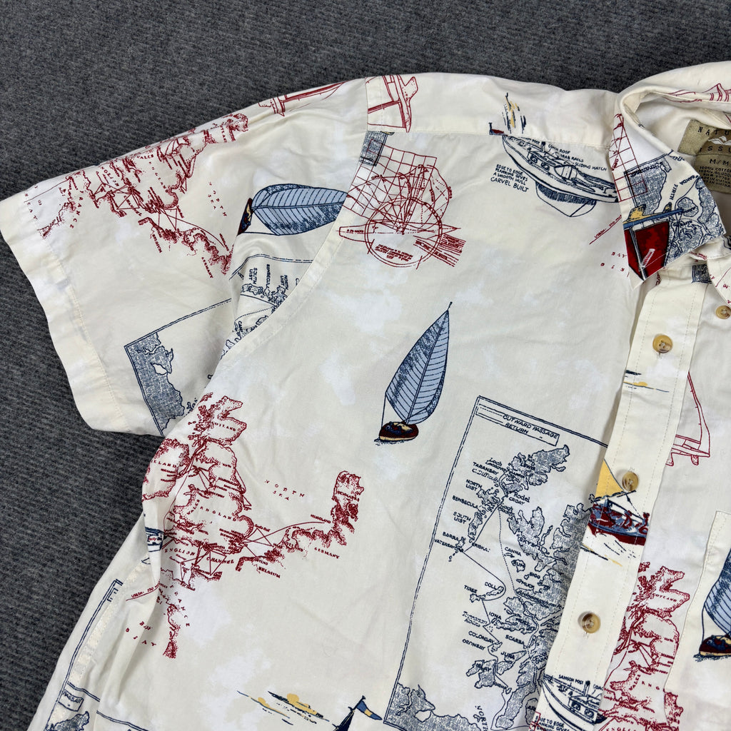 Natural Issue Nautical Print Shirt Men's Medium All Over Graphic Boatwear