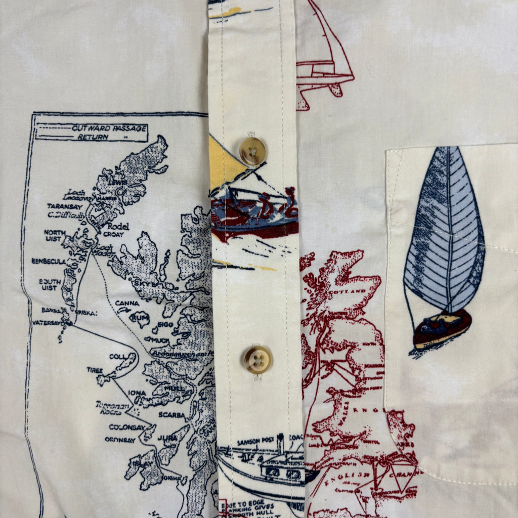 Natural Issue Nautical Print Shirt Men's Medium All Over Graphic Boatwear