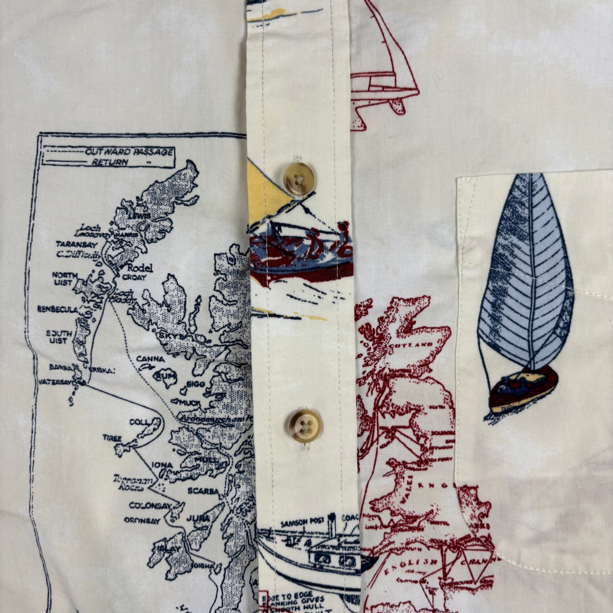 Natural Issue Nautical Print Shirt Men's Medium All Over Graphic Boatwear