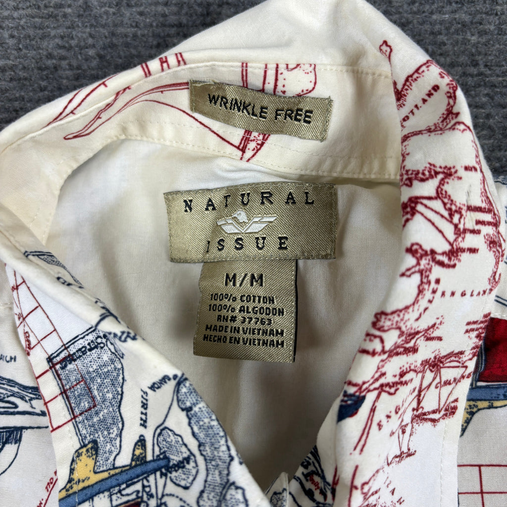 Natural Issue Nautical Print Shirt Men's Medium All Over Graphic Boatwear