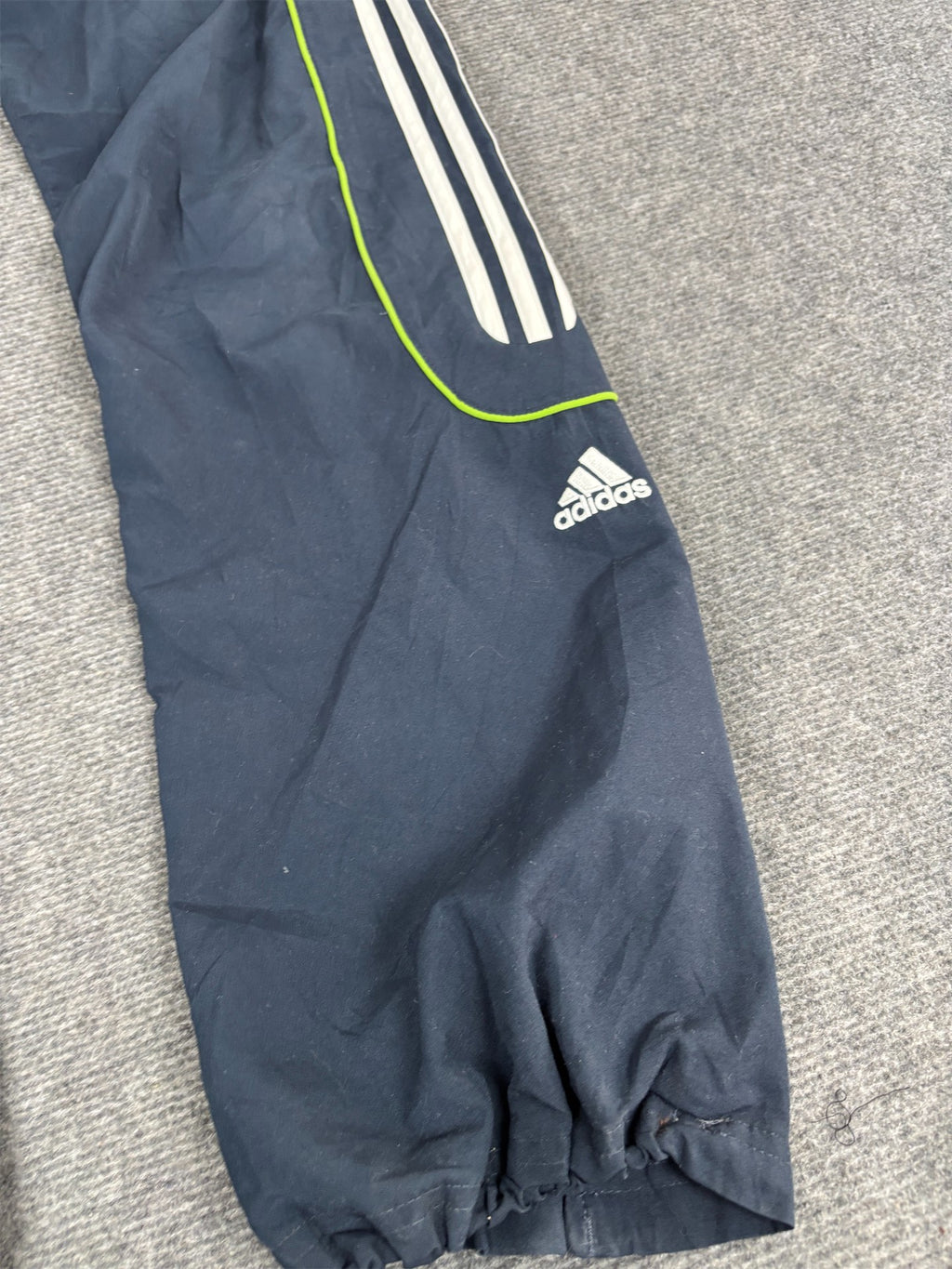 Vintage Y2K Adidas Track Pants Men's XL Navy Green Piping 3 Stripe Joggers Straight Leg