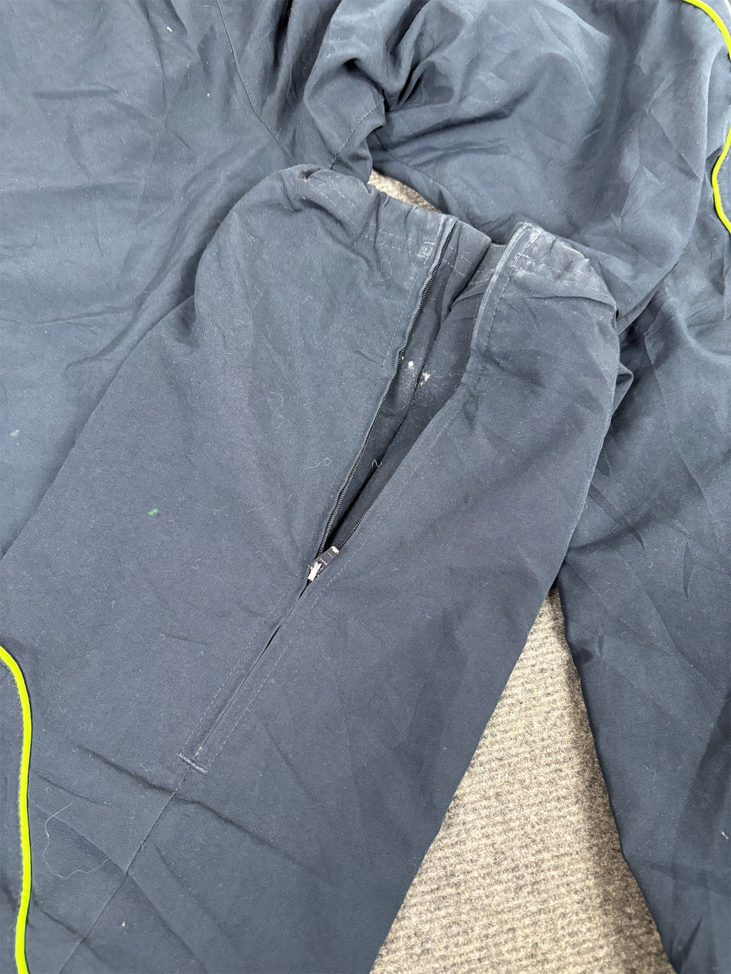 Vintage Y2K Adidas Track Pants Men's XL Navy Green Piping 3 Stripe Joggers Straight Leg