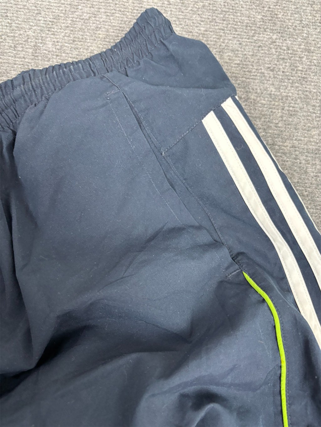 Vintage Y2K Adidas Track Pants Men's XL Navy Green Piping 3 Stripe Joggers Straight Leg