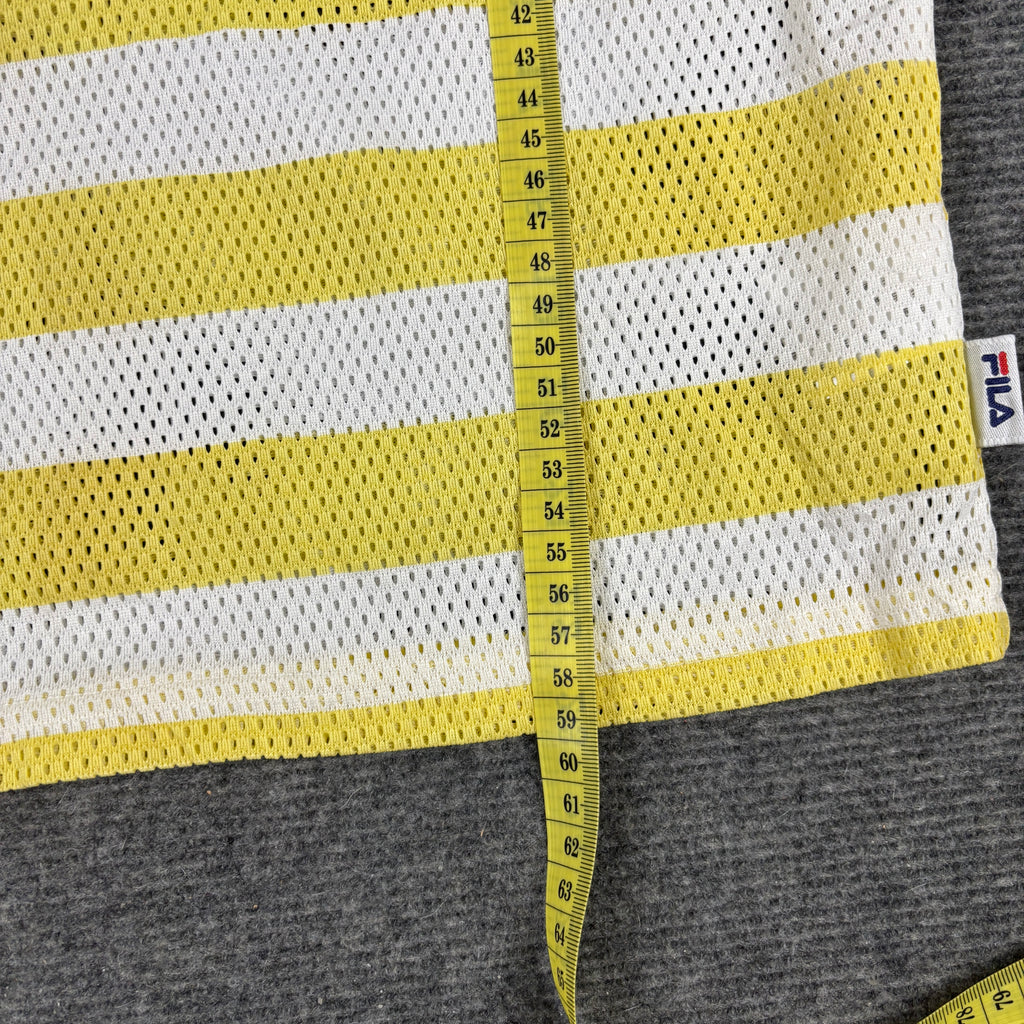 y2k FIla mesh tank top women's small yellow white activewear t-shirt