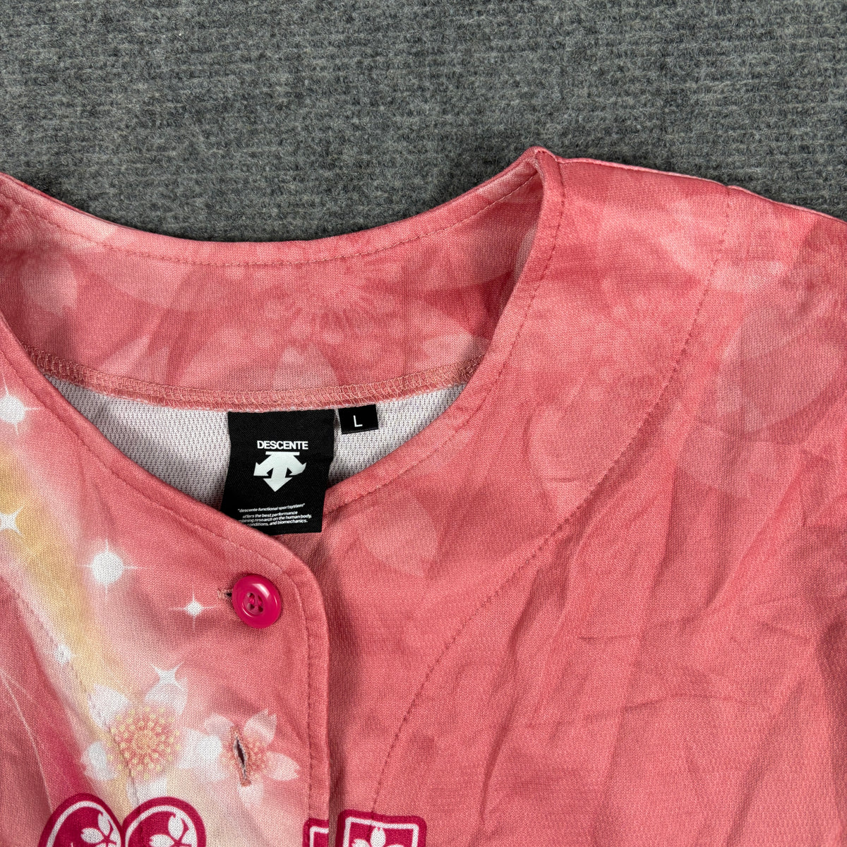 Decsente Japanese Cherry Blossom Baseball Jersey Women's Large Pink NPL Top