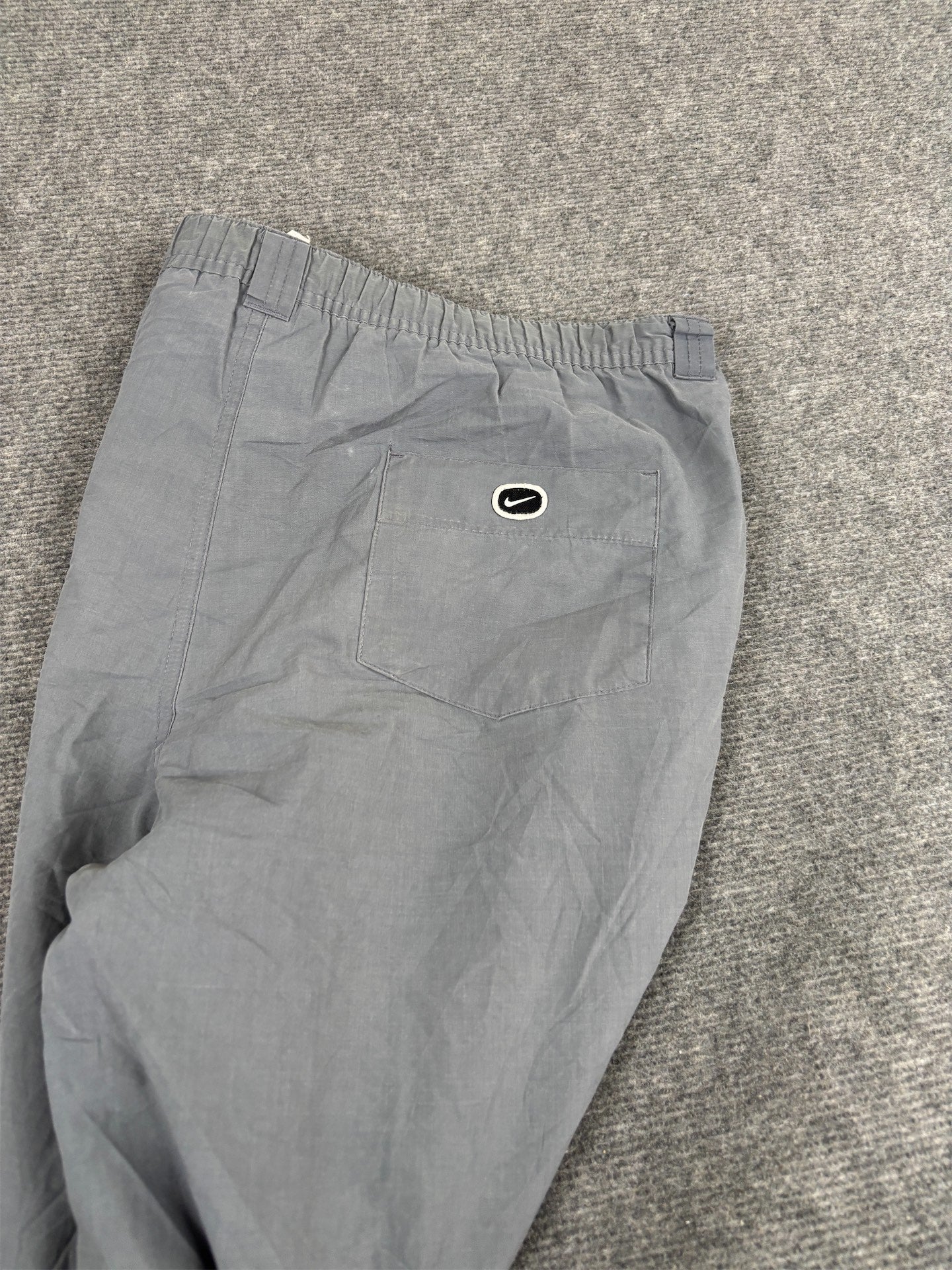 Vintage Y2K Nike Track Pants Women's XL Grey White Swoosh Hiking Style Trousers Straight Leg
