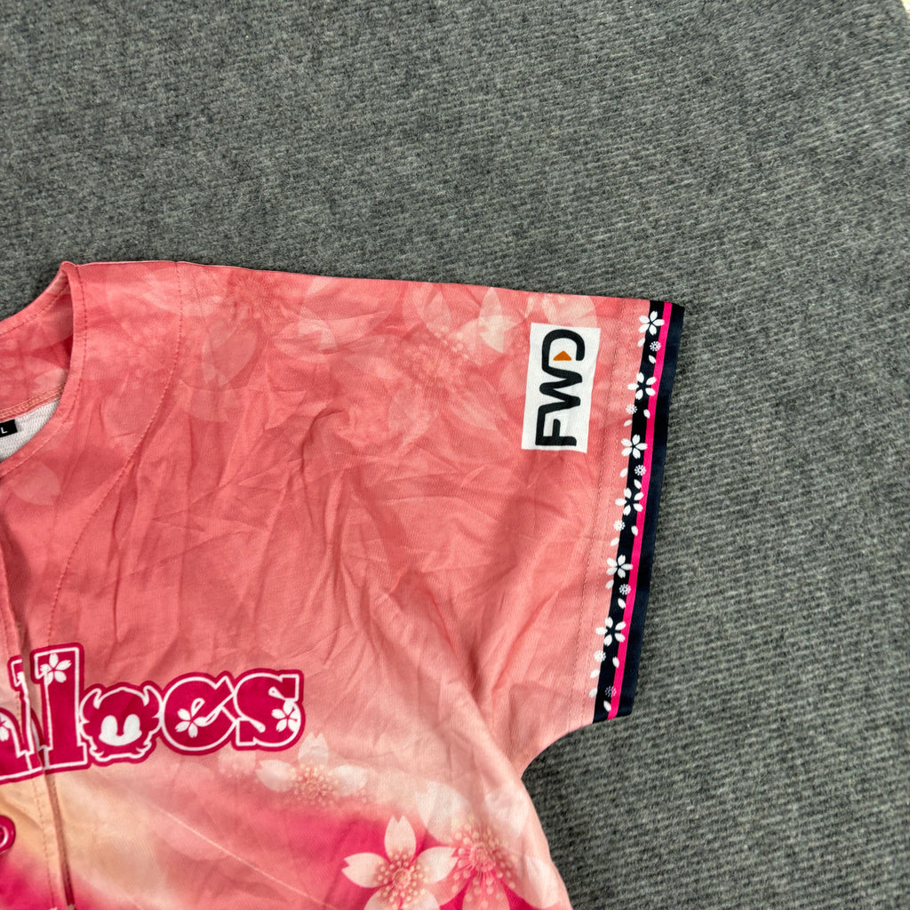 Decsente Japanese Cherry Blossom Baseball Jersey Women's Large Pink NPL Top