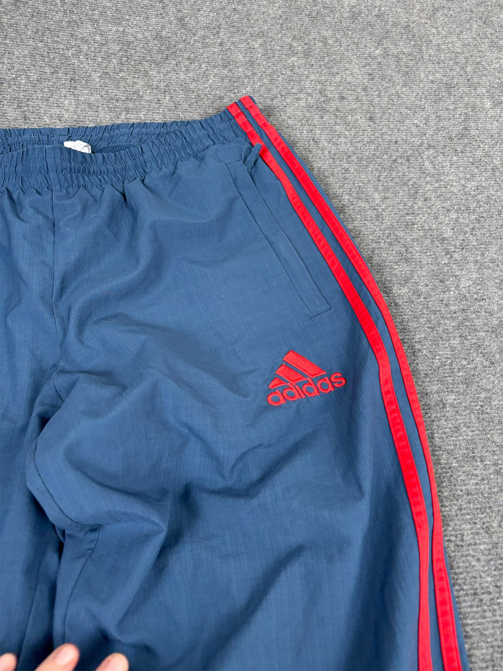 Classic Adidas Track Pants Men's L Blue Red 3 Stripe Munster Rugby Joggers Wide Leg