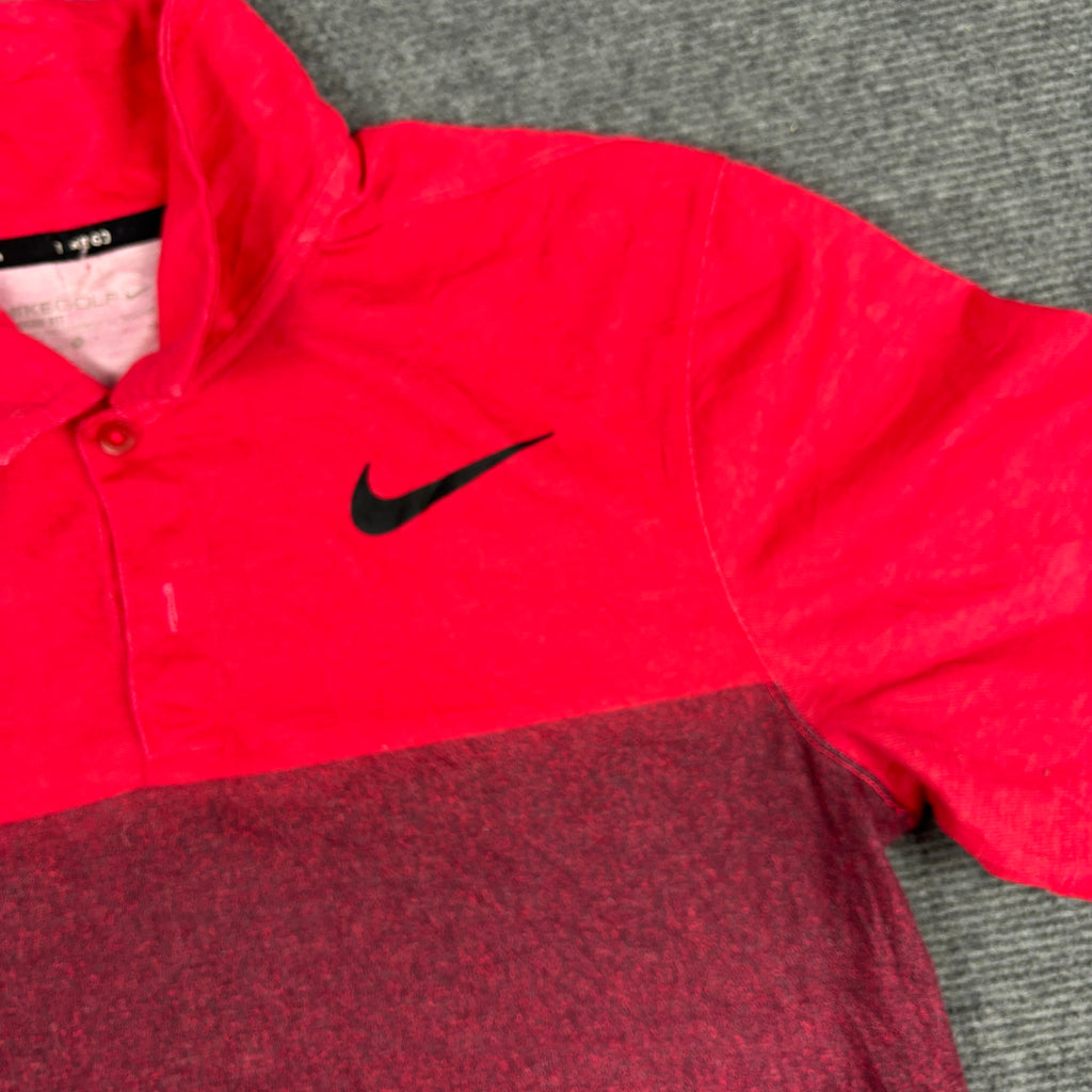 Nike Golf Polo Shirt Men's Small Red Gradient Preppy Golf Core