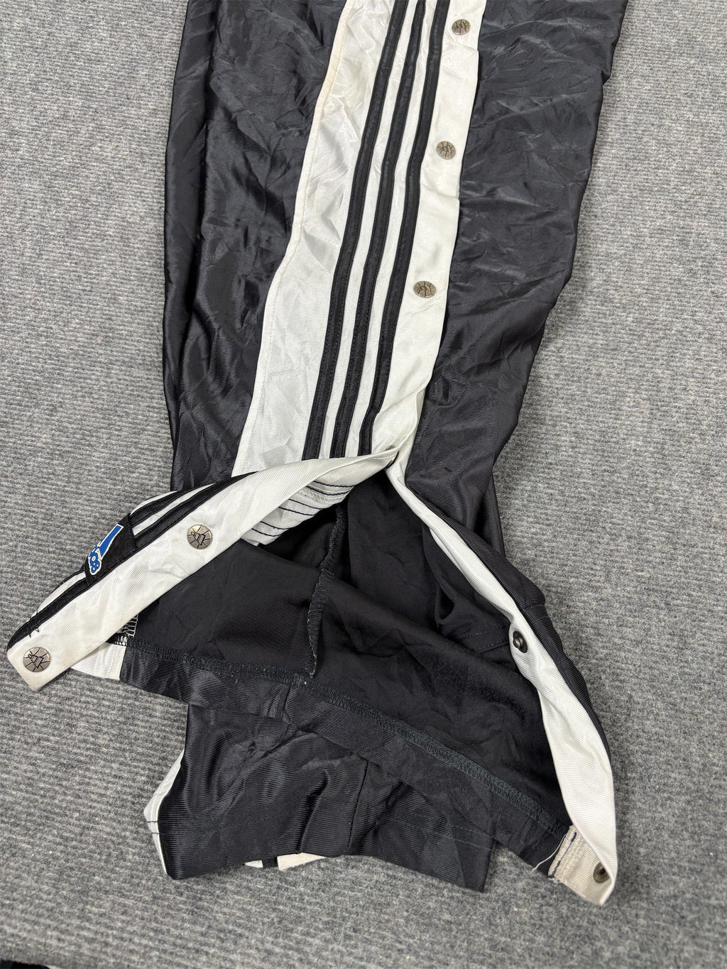 Vintage Y2K Adidas Track Pants Men's XL Black White 3 Stripe Tear Away Joggers Wide Leg