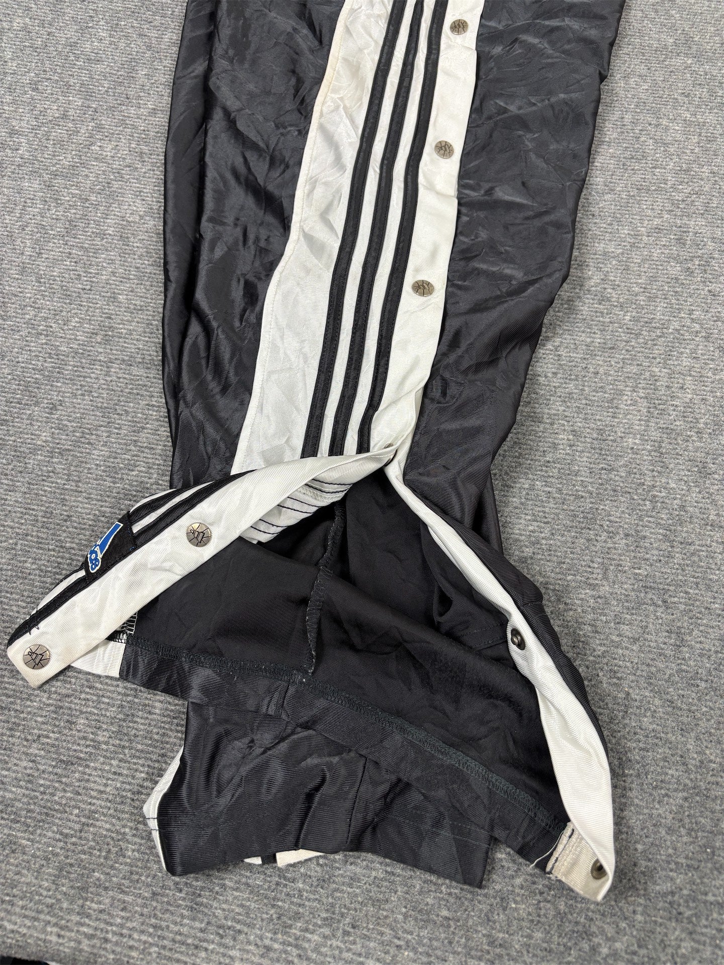 Vintage Y2K Adidas Track Pants Men's XL Black White 3 Stripe Tear Away Joggers Wide Leg