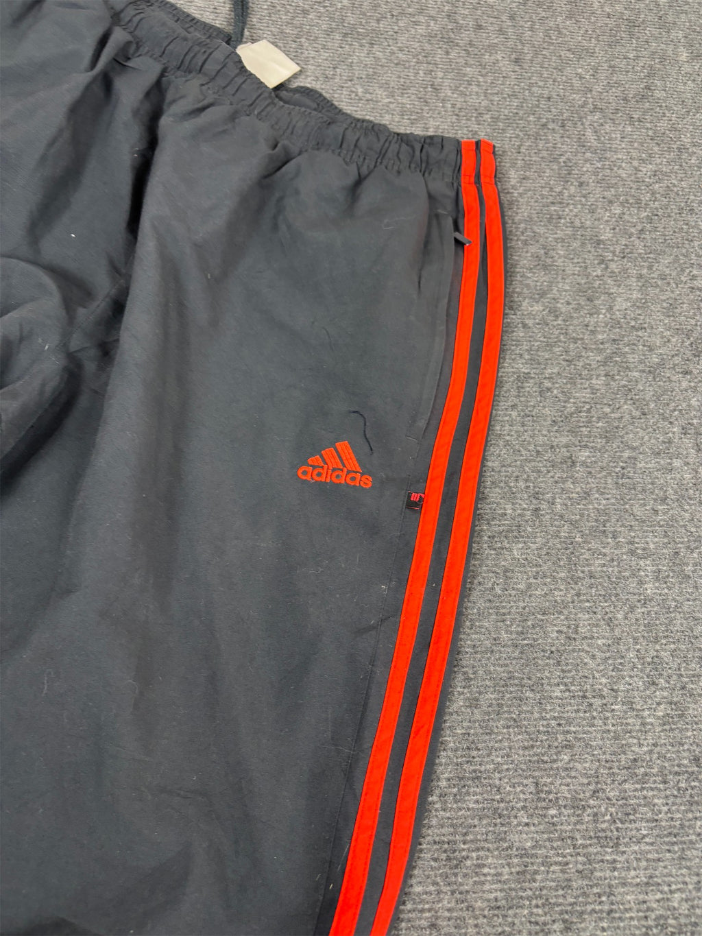 Vintage Y2K Adidas Track Pants Men's XL Black Orange Logo 3 Stripe Joggers Wide Leg