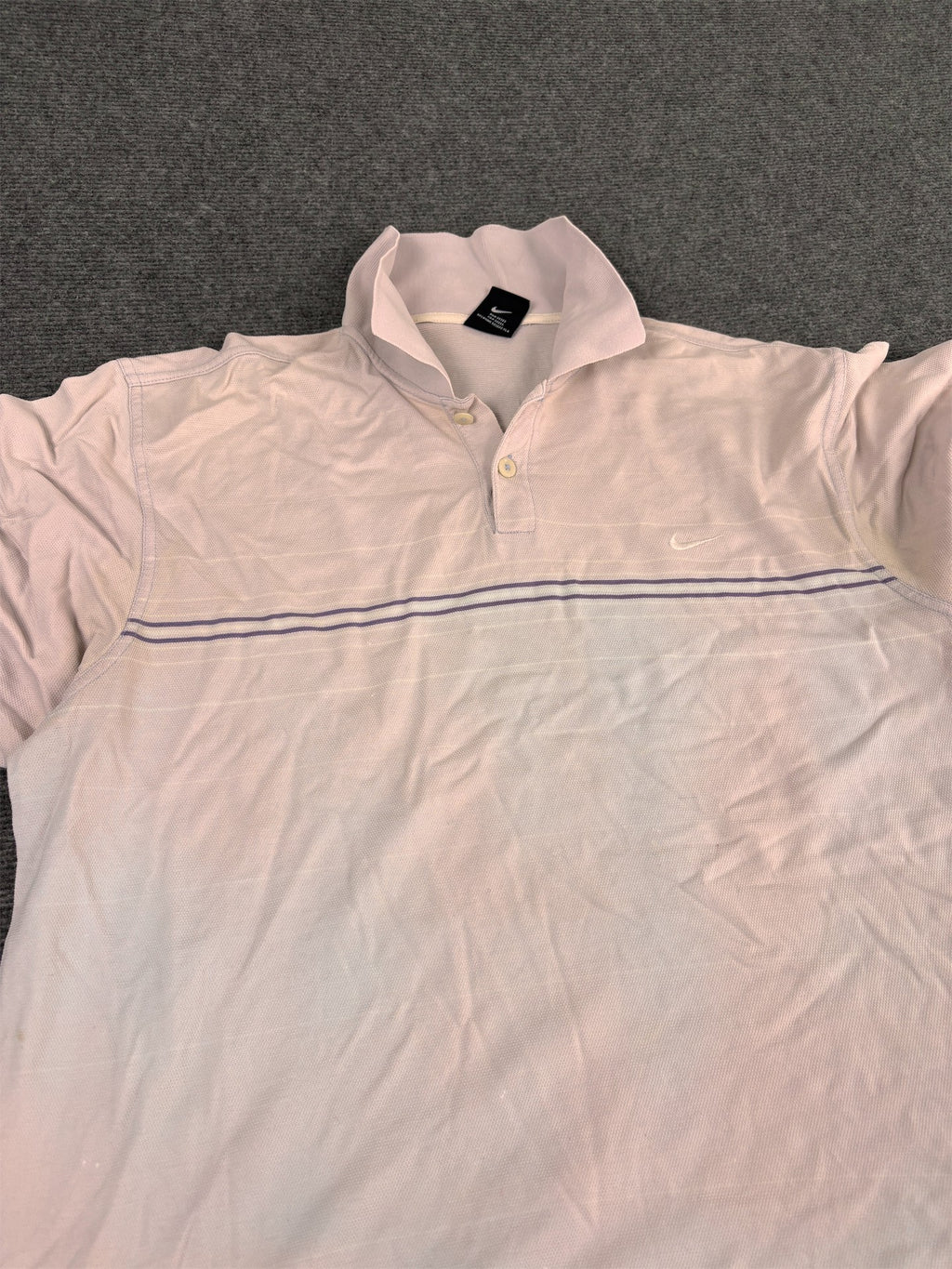 Vintage Y2K Nike Golf Polo Men's L Pink Grey Purple Stripe Swoosh T-shirt Collared