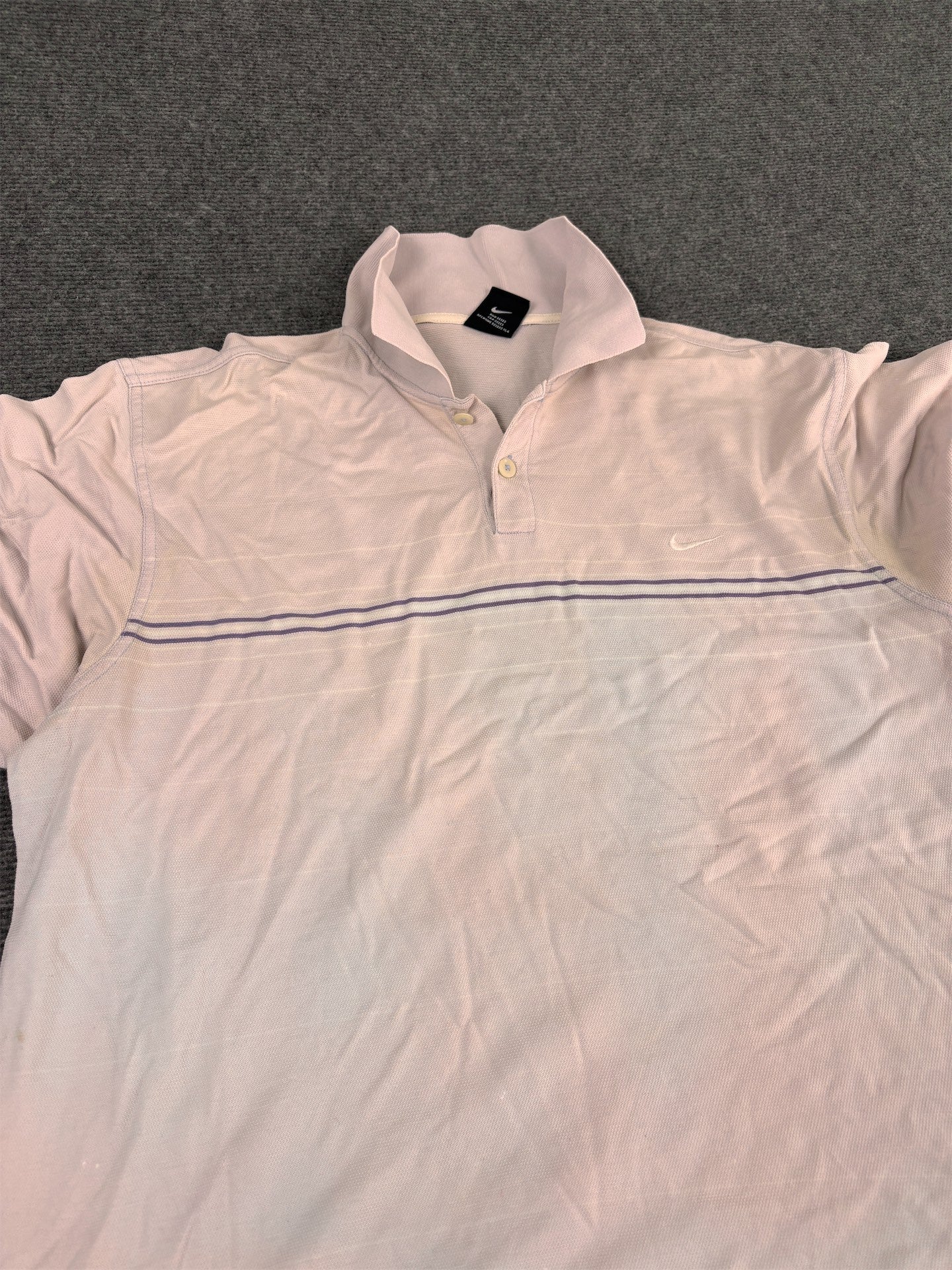 Vintage Y2K Nike Golf Polo Men's L Pink Grey Purple Stripe Swoosh T-shirt Collared