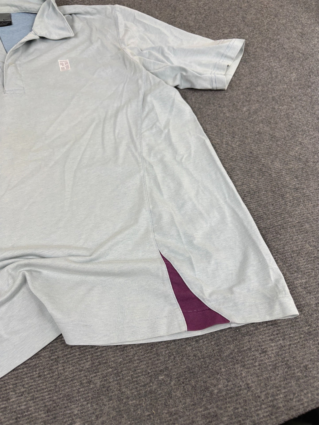 Vintage Y2K Nike Court Polo Men's M Blue Grey Purple Silver Logo Tennis Shirt Collared