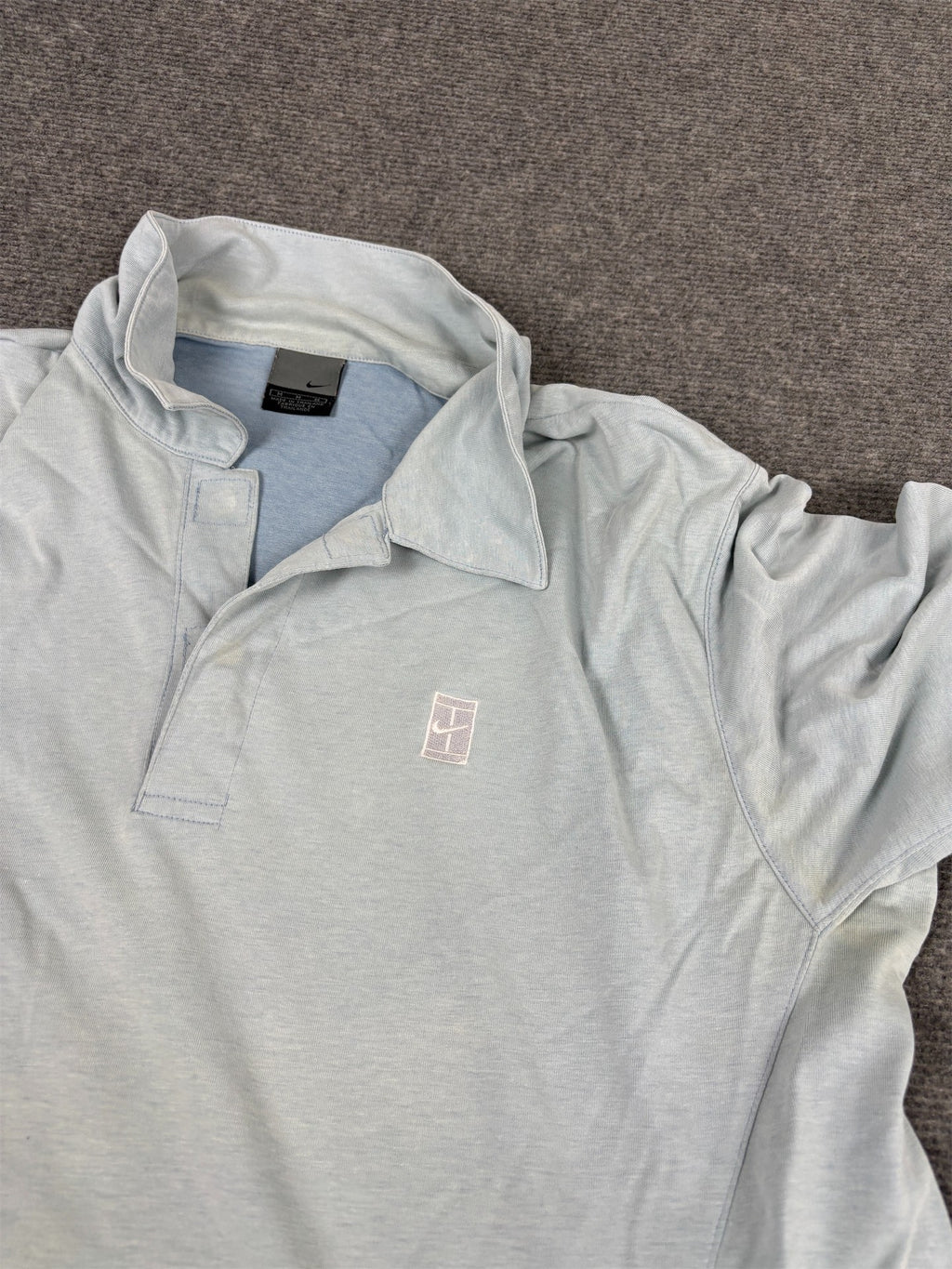 Vintage Y2K Nike Court Polo Men's M Blue Grey Purple Silver Logo Tennis Shirt Collared