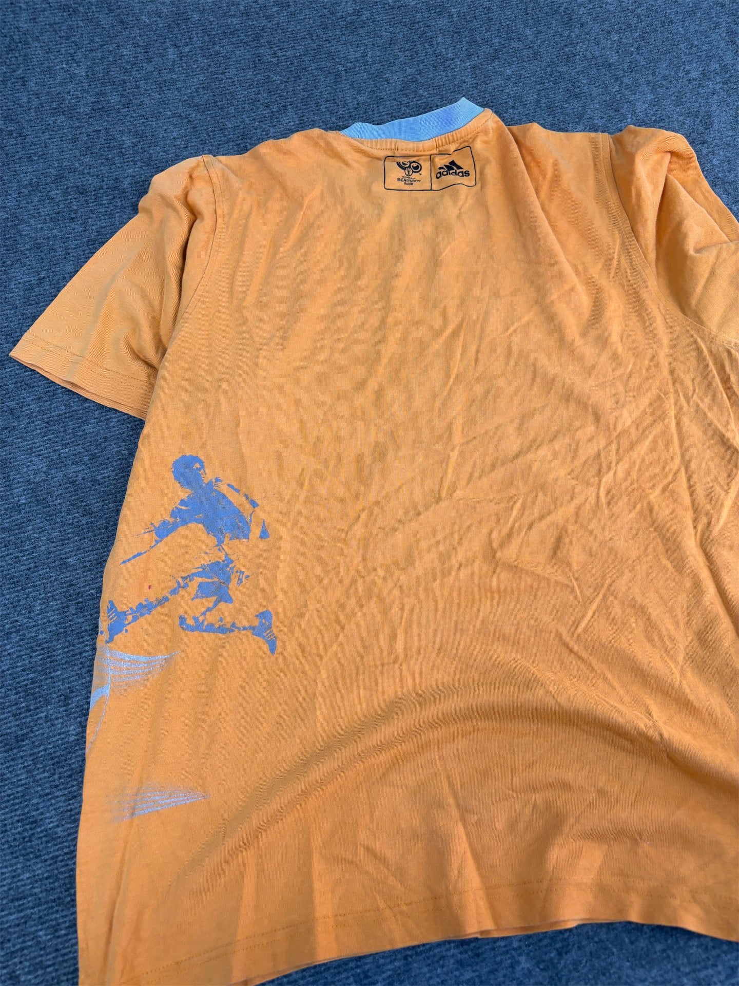 Vintage Y2K Adidas T-shirt Women's M Orange Grey Germany FIFA World Cup Tee Crew Neck