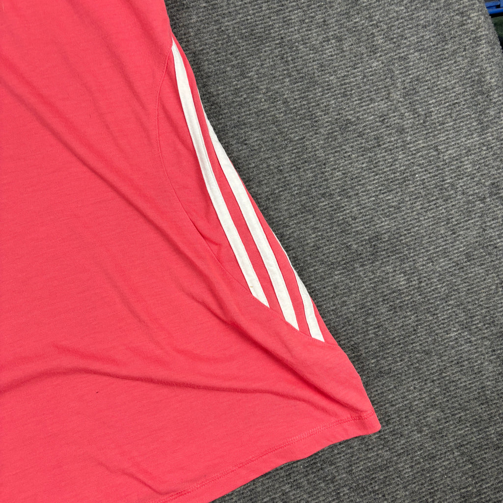 y2k Adidas V-neck Tank Top Women's Small Red Pink 3 Stripe Activewear T-shirt