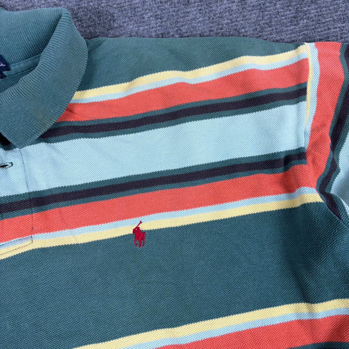 Vintage 90s Polo Ralph Lauren Men's XL Green Orange Striped Golf Core