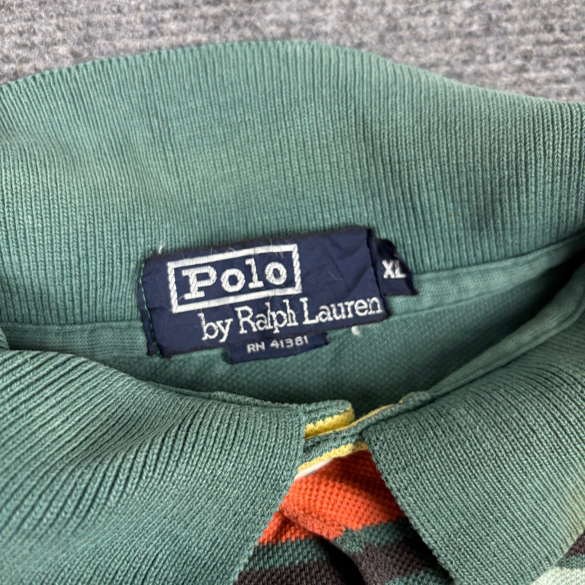 Vintage 90s Polo Ralph Lauren Men's XL Green Orange Striped Golf Core