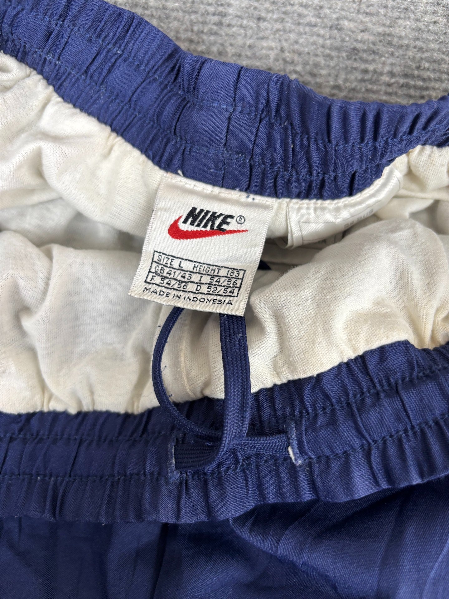 Vintage 90's Nike Track Pants Men's L Blue White Swoosh Classic Joggers