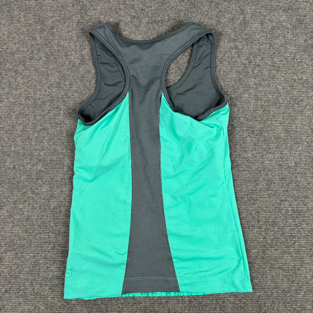Puma Racerback Top Women's XS Small Green Grey y2k style Activewear w Crop Top