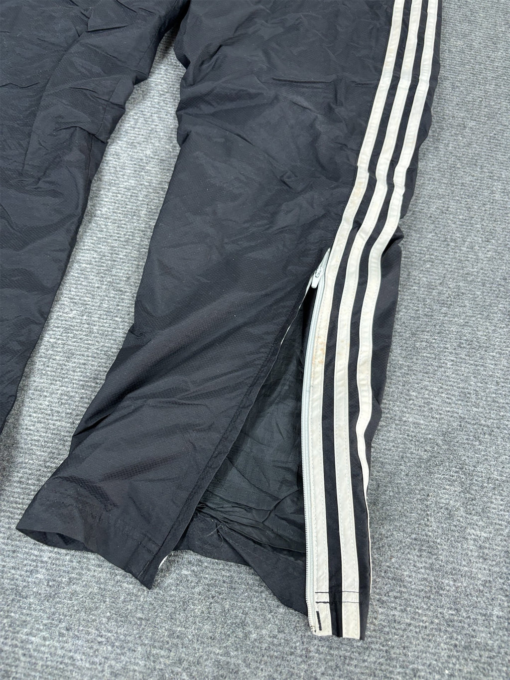 Classic Adidas Track Pants Men's L Black White 3 Stripe Joggers